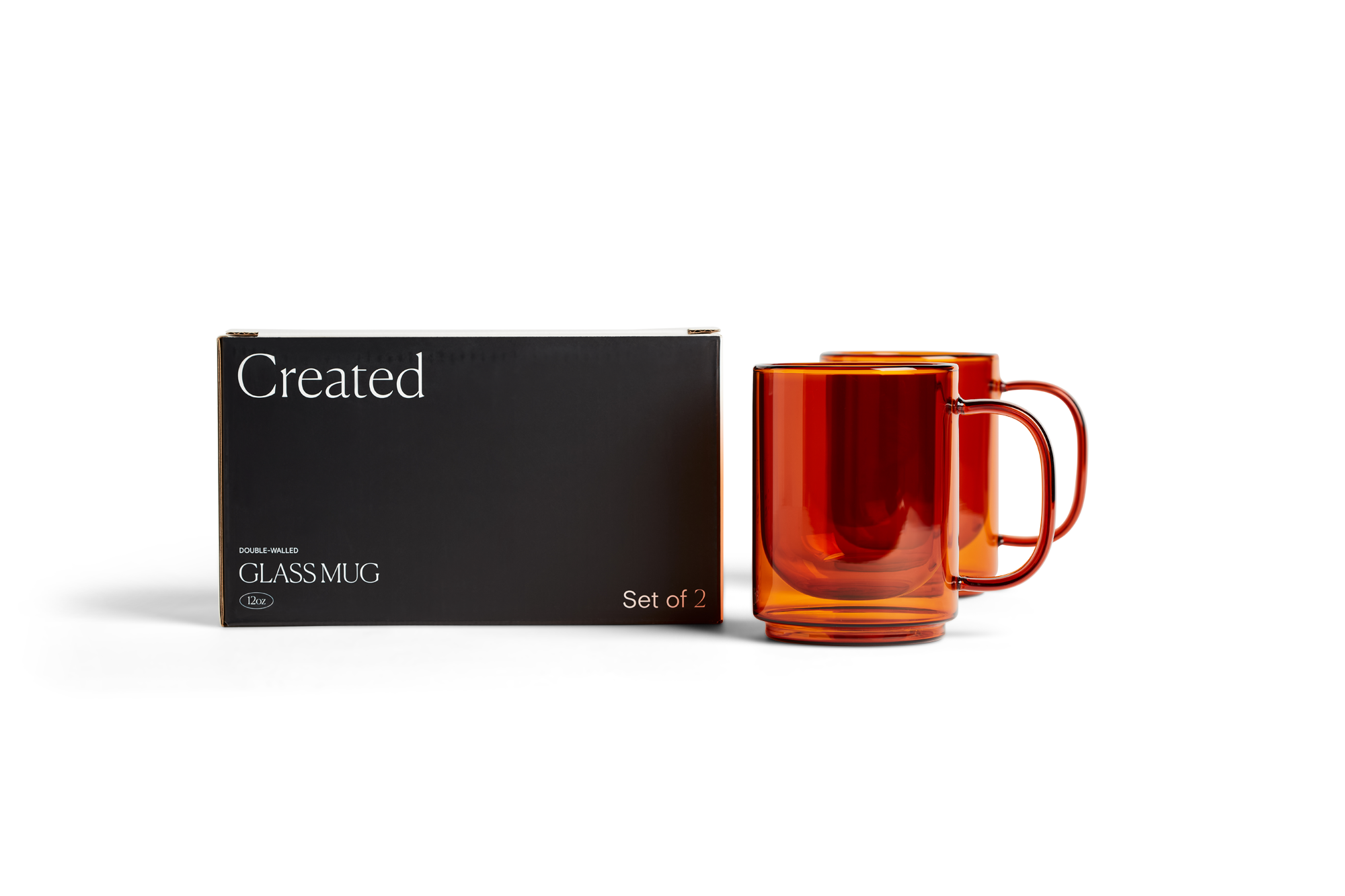 Cove 12oz Glass Mug - Set of 2 - Amber