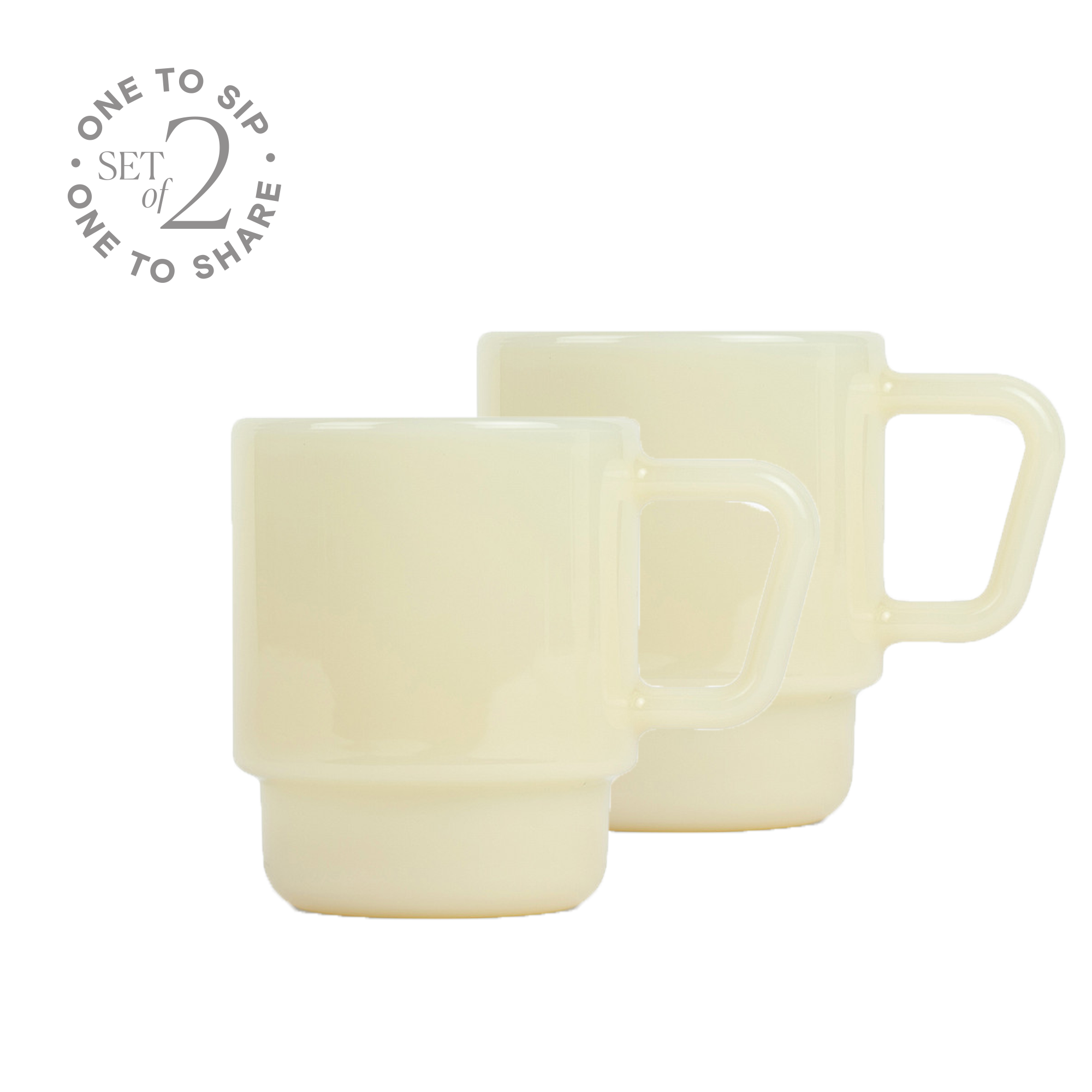 8oz Milk Glass Mug - Set of 2 - Butter Yellow