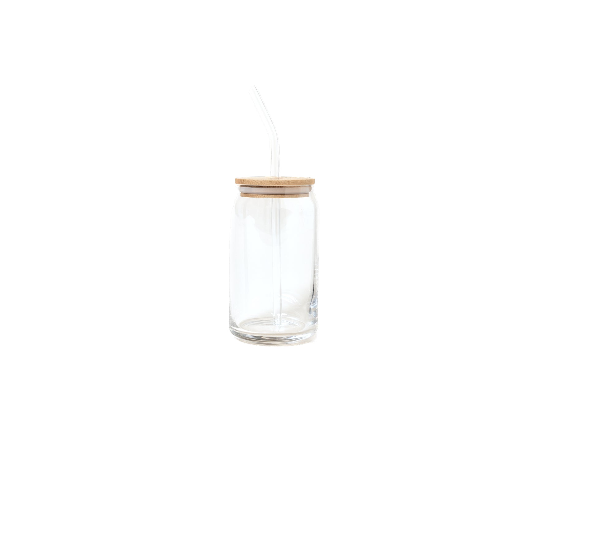 16oz Glass Can with Lid & Straw - Clear