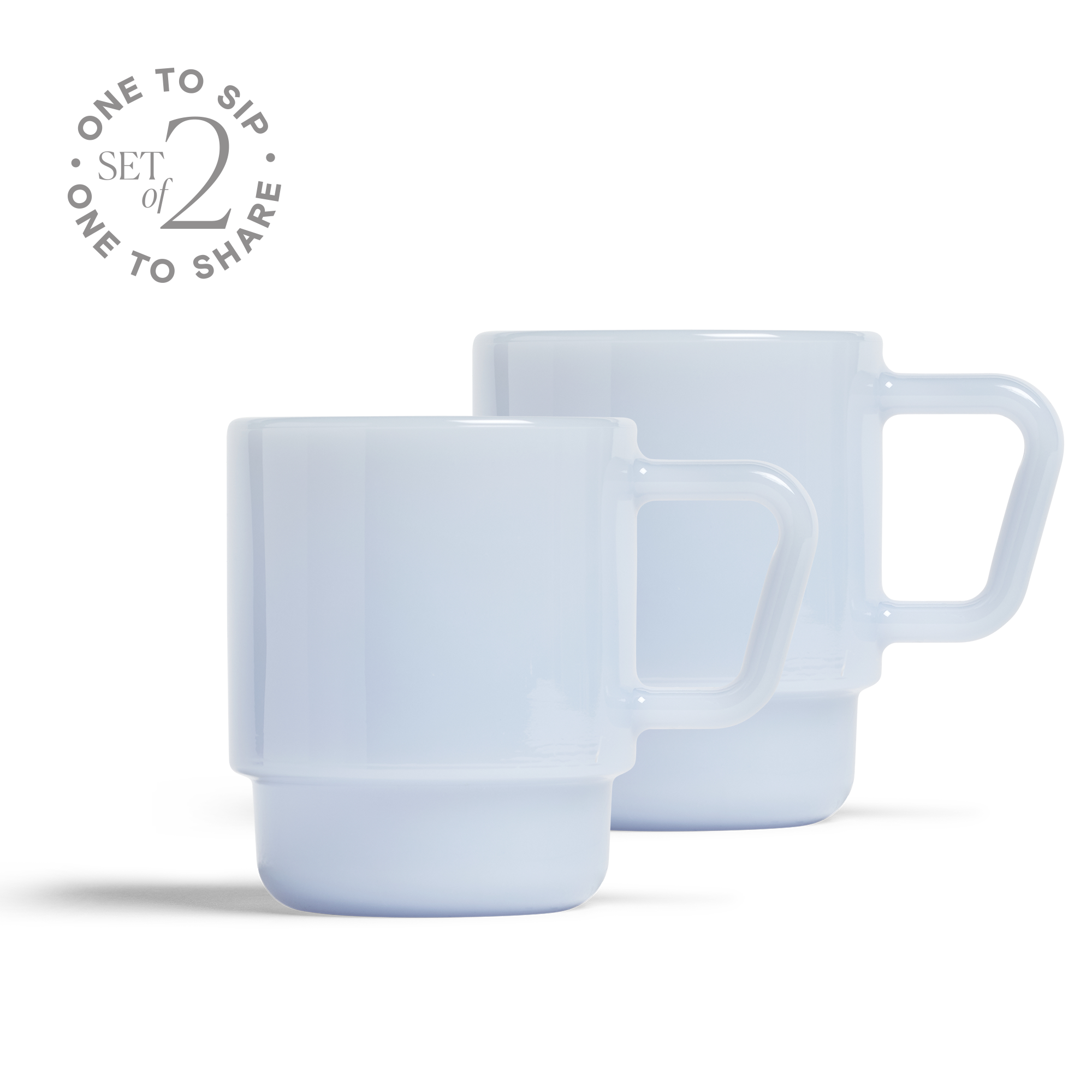 8oz Milk Glass Mug - Set of 2 - Blue