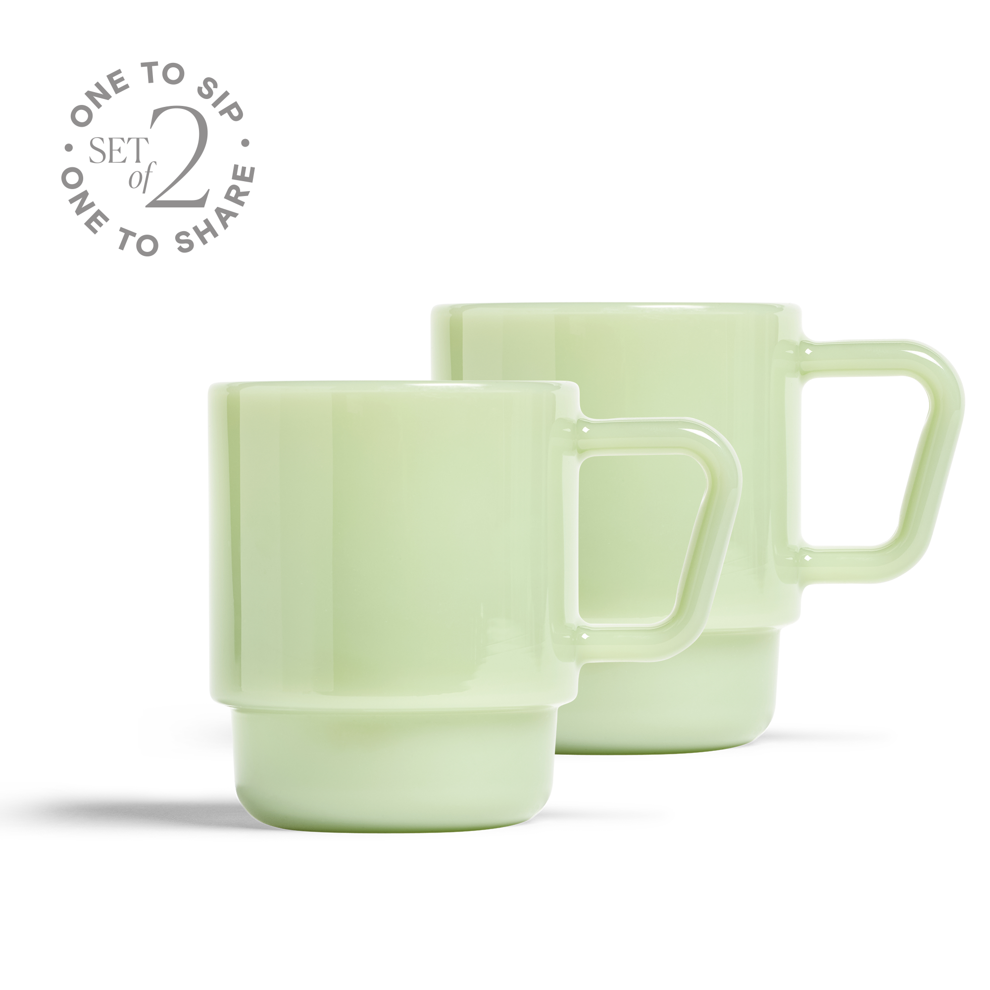 8oz Milk Glass Mug - Set of 2 - Green